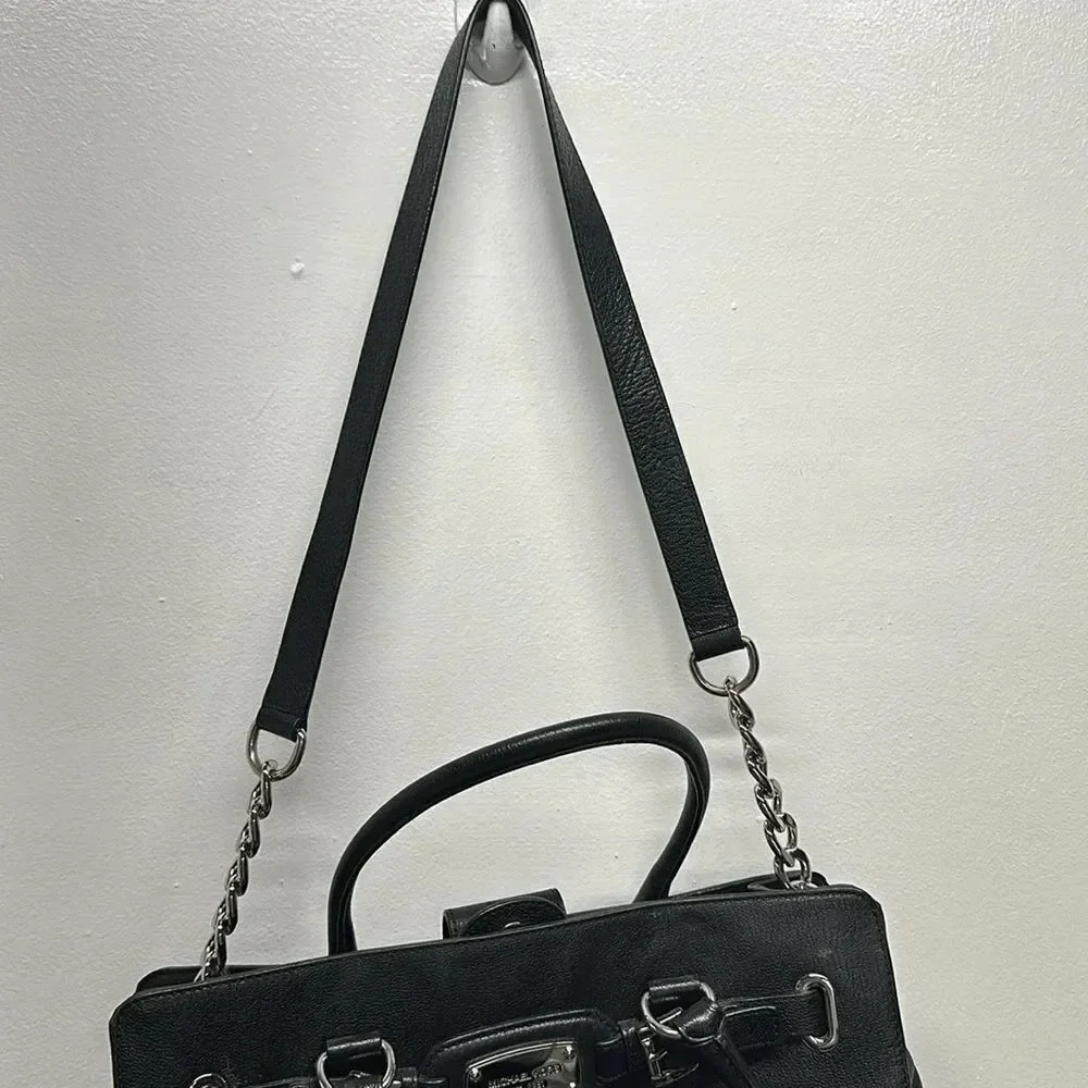 Michael Kors Hamilton East West Handbag Purse Crossbody Bag Leather Black Large - Picture 12 of 17